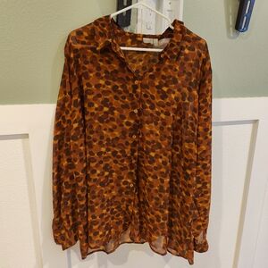 Women's Brown Polka Dot Blouse